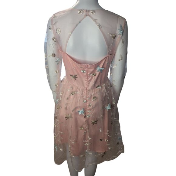 Womens Dress Sz M Embroidered Mesh Overlay Balletcore Soft Girl 1950s Retro - Picture 6 of 11